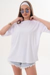 Kadın Sırt Baskı Detaylı Bisiklet Yaka Oversize Tişört 260337 -