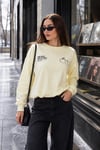 Kadın Sırt Baskı Detaylı Bisiklet Yaka Sweatshirt 265118 -
