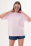 Kadın Sırt Baskı Detaylı Bisiklet Yaka Oversize Tişört 260259 -