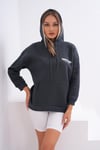 Kadın Sırt Baskı Detaylı Kapüşonlu Kanguru Cepli Üç İplik Sweatshirt 245121 -