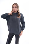Kadın Sırt Baskı Detaylı Kapüşonlu Üç İplik Sweatshirt 245126 -