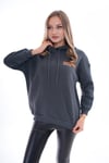 Kadın Sırt Baskı Detaylı Kapüşonlu Üç İplik Sweatshirt 245126 -