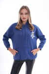 Kadın Sırt Baskı Detaylı Kapüşonlu Üç İplik Sweatshirt 245127 -