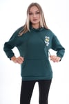 Kadın Sırt Baskı Detaylı Kapüşonlu Üç İplik Sweatshirt 245127 -