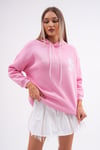Kadın Sırt Baskı Detaylı Kapüşonlu Üç İplik Sweatshirt 245128 -
