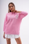 Kadın Sırt Baskı Detaylı Kapüşonlu Üç İplik Sweatshirt 245128 -