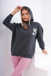 Kadın Sırt Baskı Detaylı Kapüşonlu Üç İplik Sweatshirt 245128 -