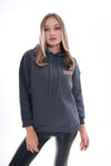 Kadın Sırt Baskı Detaylı Kapüşonlu Üç İplik Sweatshirt 245126 -
