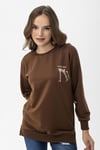 Kadın Sırt Baskı Detaylı Yan Yırtmaçlı Oversize Sweatshirt
