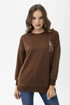 Kadın Sırt Baskı Detaylı Yan Yırtmaçlı Oversize Sweatshirt