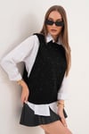 Kadın Taş İşleme Detaylı Triko Örme Süveter 255167 -