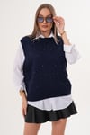 Kadın Taş İşleme Detaylı Triko Örme Süveter 255167 -