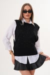 Kadın Taş İşleme Detaylı Triko Örme Süveter 255167 -