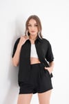 Kadın Tek Cepli Oversize Keten Gömlek 250136 -