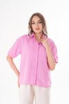 Kadın Tek Cepli Oversize Keten Gömlek 250136 -