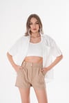 Kadın Tek Cepli Oversize Keten Gömlek 250136 -