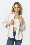 Kadın Tek Cepli Oversize Keten Gömlek