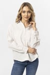 Kadın Tek Cepli Oversize Keten Gömlek