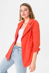 Kadın Tek Düğme Çift Cepli Blazer Ceket