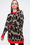 Kadın Triko Örme Leopar Tunik
