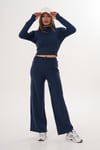 Kadın Triko Örme Pantolonlu Crop İkili Takım 255047 -