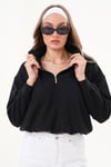 Kadın Yakası Fermuar Detaylı Selanik Örme Sweatshirt 255059 -