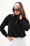 Kadın Yakası Fermuar Detaylı Selanik Örme Sweatshirt 255059 -