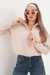 Kadın Yakası Fermuar Detaylı Selanik Örme Sweatshirt 255059 -