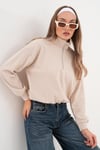Kadın Yakası Fermuar Detaylı Selanik Örme Sweatshirt 255059 -