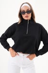 Kadın Yakası Fermuar Detaylı Selanik Örme Sweatshirt 255059 -