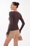 Kadın Yandan Bağlama Detaylı Bisiklet Yaka Uzun Kol Bluz 265071 -
