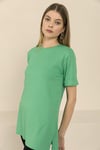 Kadın Yırtmaçlı Fitilli Oversize Uzun Tişört 240045 -