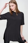 Kadın Yırtmaçlı Fitilli Oversize Uzun Tişört 240045 -