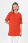 Kadın Yırtmaçlı Fitilli Oversize Uzun Tişört 240045 -