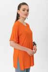 Kadın Yırtmaçlı Fitilli Oversize Uzun Tişört 240045 -
