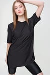 Kadın Yırtmaçlı Fitilli Oversize Uzun Tişört 240045 -