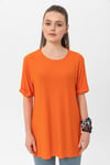 Kadın Yırtmaçlı Fitilli Oversize Uzun Tişört 240045 -