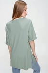 Kadın Yırtmaçlı Fitilli Oversize Uzun Tişört 240045 -
