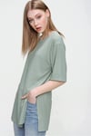 Kadın Yırtmaçlı Fitilli Oversize Uzun Tişört 240045 -