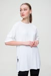 Kadın Yırtmaçlı Fitilli Oversize Uzun Tişört 240045 -