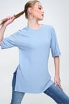 Kadın Yırtmaçlı Fitilli Oversize Uzun Tişört 240045 -