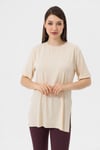 Kadın Yırtmaçlı Fitilli Oversize Uzun Tişört 240045 -