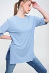 Kadın Yırtmaçlı Fitilli Oversize Uzun Tişört 240045 -