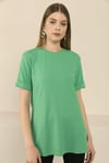 Kadın Yırtmaçlı Fitilli Oversize Uzun Tişört 240045 -