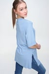 Kadın Yırtmaçlı Fitilli Oversize Uzun Tişört 240045 -