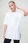 Kadın Yırtmaçlı Fitilli Oversize Uzun Tişört 240045 -