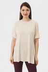 Kadın Yırtmaçlı Fitilli Oversize Uzun Tişört 240045 -