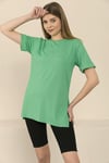 Kadın Yırtmaçlı Fitilli Oversize Uzun Tişört 240045 -