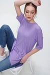 Kadın Yırtmaçlı Fitilli Oversize Uzun Tişört 240045 -