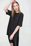 Kadın Yırtmaçlı Fitilli Oversize Uzun Tişört 240045 -